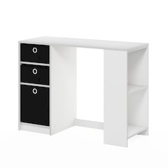 JAYA 40-In Entryway Table, 3 Fabric Drawers, Open Shelf, White