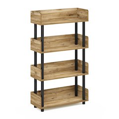 TURN-N-TUBE 4-Tier Bookshelf, Rounded Corners, 9.2x23.6x41.1, Flagstaff Oak