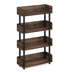TURN-N-TUBE 4-Tier Bookshelf, Rounded Corners, 9.2x23.6x41.1, Walnut