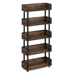 TURN-N-TUBE 5-Tier Bookshelf, Rounded Corners, 9.2x23.6x52.6, Walnut