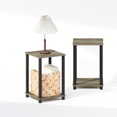 TURN-N-TUBE Night Stand Set of 2, 2-Tier Stackable, Toolless, French Oak