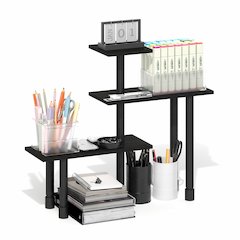 TURN-N-TUBE 3-Tier Desktop Organizer, Adjustable Shelf, Espresso