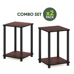 TURN-N-TUBE Night Stand Set of 2, 2-Tier Stackable, Toolless, Dark Cherry
