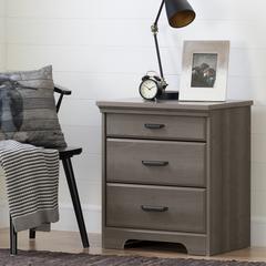 Versa Nightstand with Charging Station and Drawers, Gray Maple