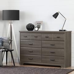 Versa 8-Drawer Double Dresser, Gray Maple