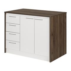 Myro Kitchen Island, Natural Walnut and White