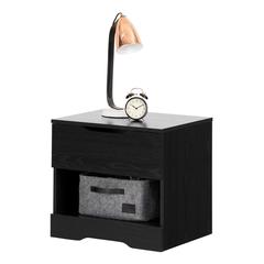 Holland 1-Drawer Nightstand, Black Oak