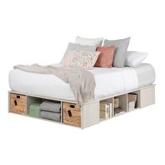 Avilla Storage Bed with Baskets, Winter Oak and Rattan