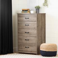 Tassio 5-Drawer Chest, Weathered Oak