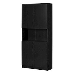 Arum 4-Door Storage Cabinet, Black Oak