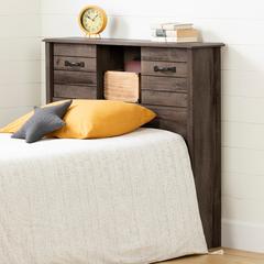 Ulysses Bookcase Headboard with Doors, Fall Oak, W43.25 x D9.5 x H40.25