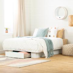 Kanagane 1-Drawer Platform Bed, Pure White