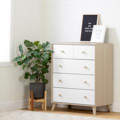 Yodi 5-Drawer Chest, Soft Elm and Pure White