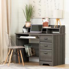 Versa Computer Desk with Hutch, Gray Maple
