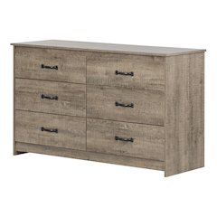 Tassio 6-Drawer Double Dresser, Weathered Oak, W52 x D19 x H31.25