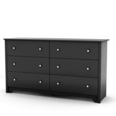 South Shore Vito 6-Drawer Double Dresser, Pure Black