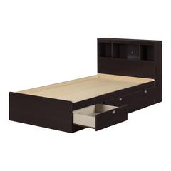 Spark Storage Bed and Bookcase Headboard Set, Chocolate