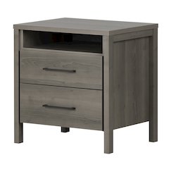 South Shore Gravity 2-Drawer Nightstand, Gray Maple