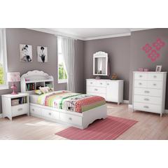 South Shore Tiara Twin Mates Bed (39'') with 3 Drawers, Pure White