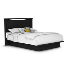 Step One Platform Bed with Mouldings and Headboard Set, Pure Black