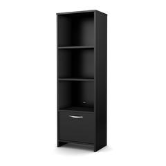 South Shore Step One Shelf Bookcase, Pure Black