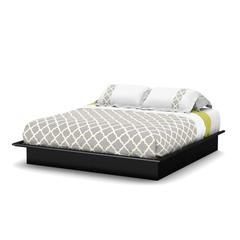 South Shore Step One King Platform Bed (78") with Mouldings, Pure Black