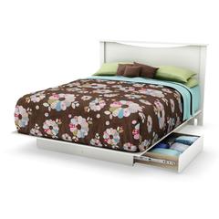 South Shore Step One Full/Queen Platform Bed (54/60'') with drawers, Pure White