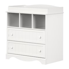 Savannah Changing Table with Drawers and Open Storage, Pure White