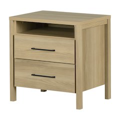 Gravity 2-Drawer Nightstand, Natural Ash