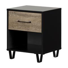 Arlen 1-Drawer Nightstand, Weathered Oak and Matte Black