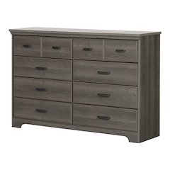 Versa 8-Drawer Double Dresser, Gray Maple