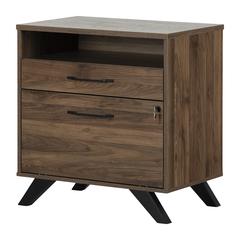 Helsy 2-Drawer File Cabinet, Natural Walnut