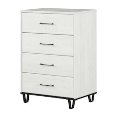 Arlen 4-Drawer Chest, White Pine and Black Matte