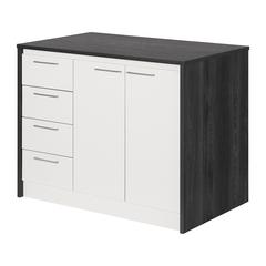 Myro Kitchen Island, Gray Oak and White