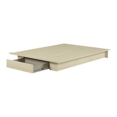 Fusion Platform Bed with Drawer, Bleached Oak