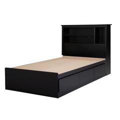 Gramercy Bed and Headboard Set, Pure Black