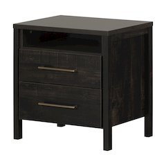 Gravity 2-Drawer Nightstand, Rubbed Black
