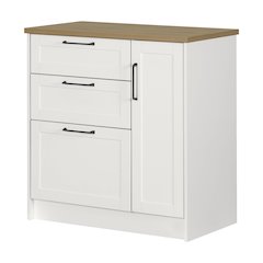 Toscano Kitchen Island, White and Maple Nutmeg