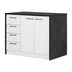 Myro Kitchen Island, Faux Black Stone and White