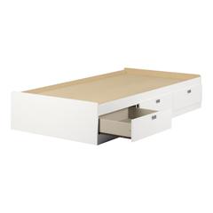 South Shore Spark Twin Mates Bed (39'') with 3 Drawers, Pure White