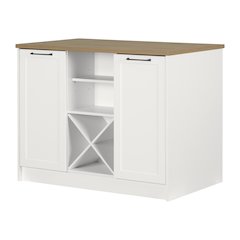 Toscano Kitchen Island, White and Maple Nutmeg
