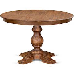 Kitchen Table with Acacia Wood Round Tabletop, Antique Walnut Finish