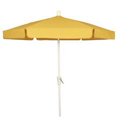 7.5' Hex Garden Umbrella 6 Rib Crank Lift In Yellow Vinyl Coated Weave