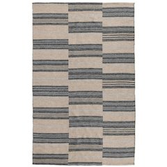 Boulder 5x8 Indoor Outdoor Handwoven Stripe Charcoal Area Rug by Kosas Home