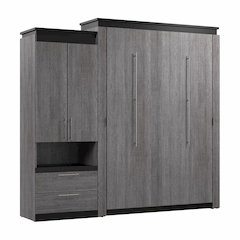 Orion Queen Murphy Bed with Storage Cabinet and Pull-Out Shelf (97W)