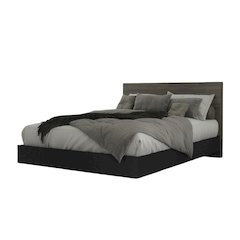 2-Piece Bedset With Bed Frame And Headboard, Queen|Bark Grey & Black