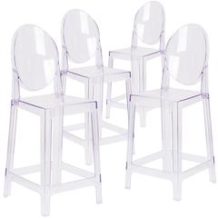4 Pk. Ghost Counter Stool in Transparent Crystal with Oval Back