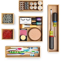 Bamboo Drawer Organizers 6 Pack