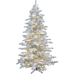 Christmas Time 6.5' Silverado Pine, Snow Christmas Tree, ClrLEDLgt,EZCnt
