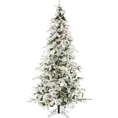Christmas Time 7.5' White Pine, Snowy Tree, Clear LED Lights, EZ Cnct